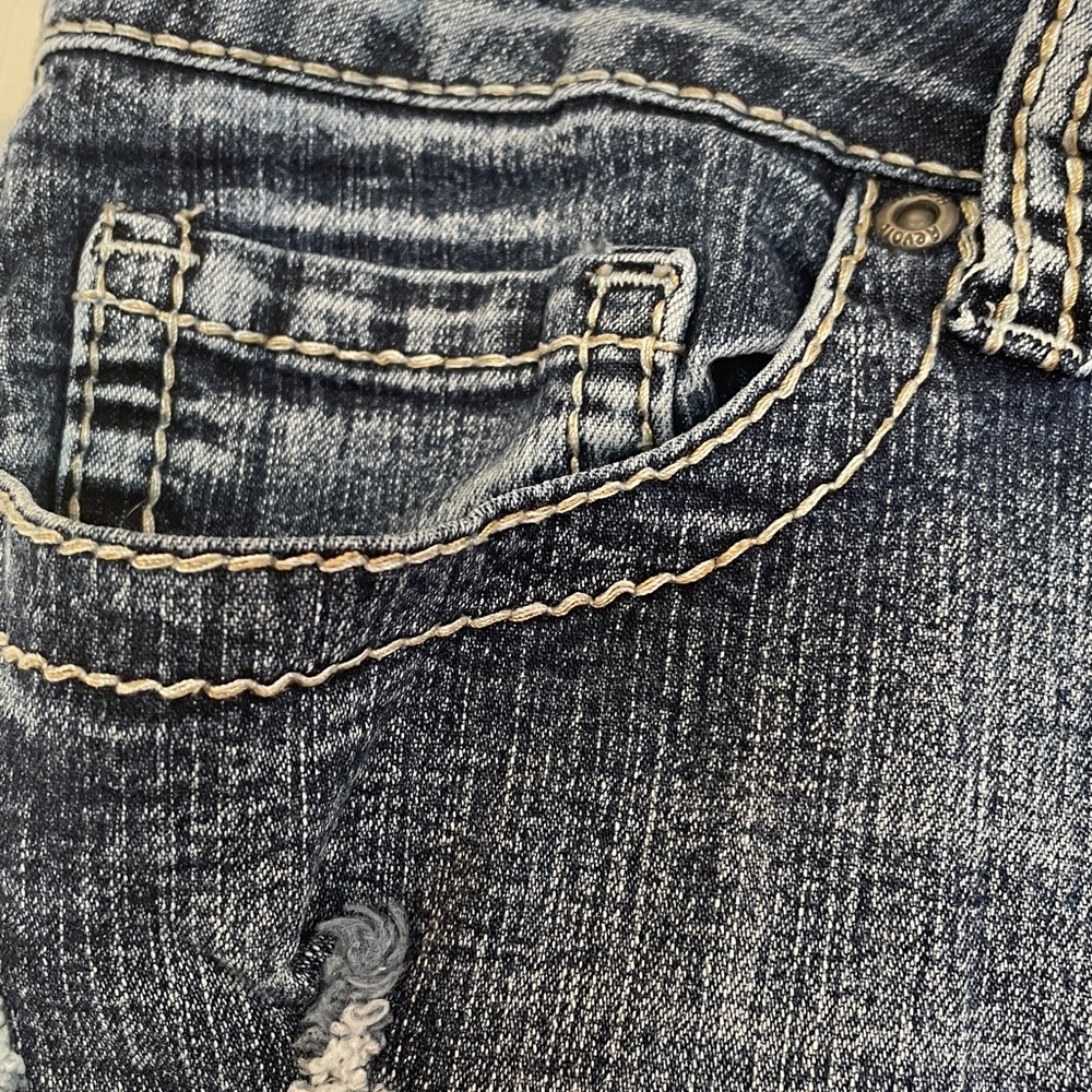 Revolt Size 12 Distressed Blue Jean Shorts - Picture 5 of 9